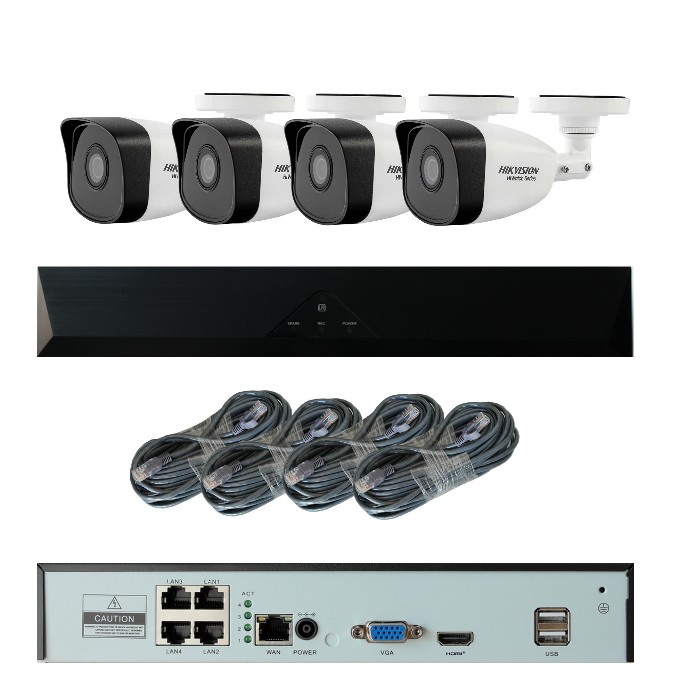 Kit IP professionale Nvr 8 Canali e 4 telecamere 3 MP