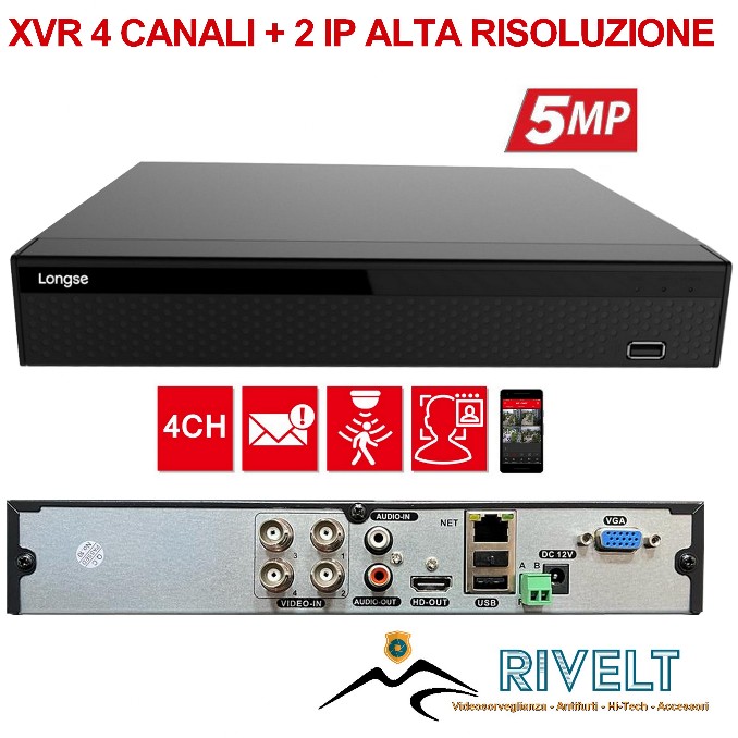 xvr longse 4 canali Alta risolizione, fino a 9 canali in modalita' IP