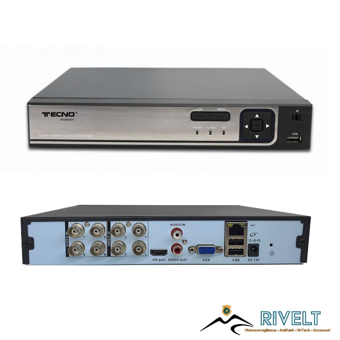 Dvr Tecno 5 MPX 16 Canali Compatibile con tutti i tipi di telecamere