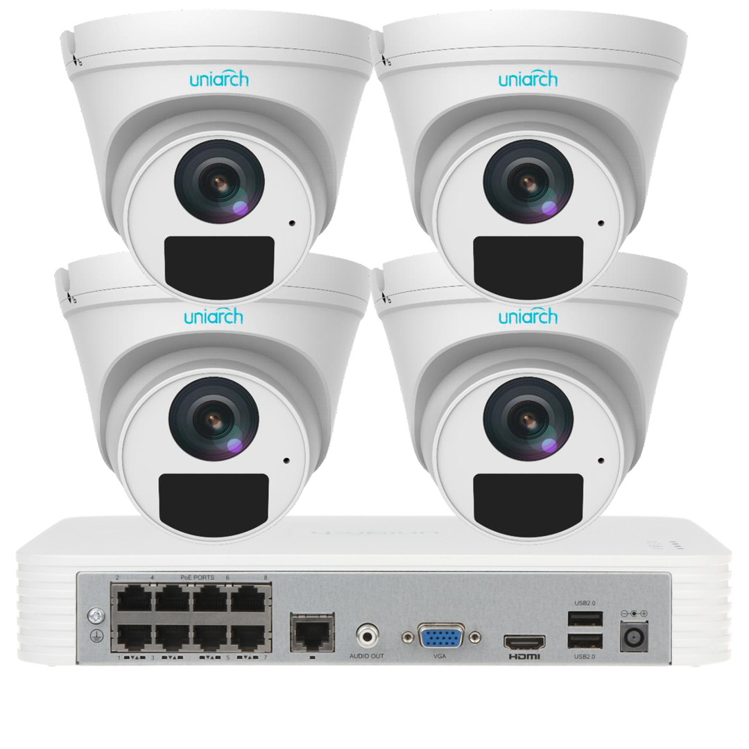 Kit Uniarch NVR 8 canali con 4 telecamere dome e HDD 1 TB