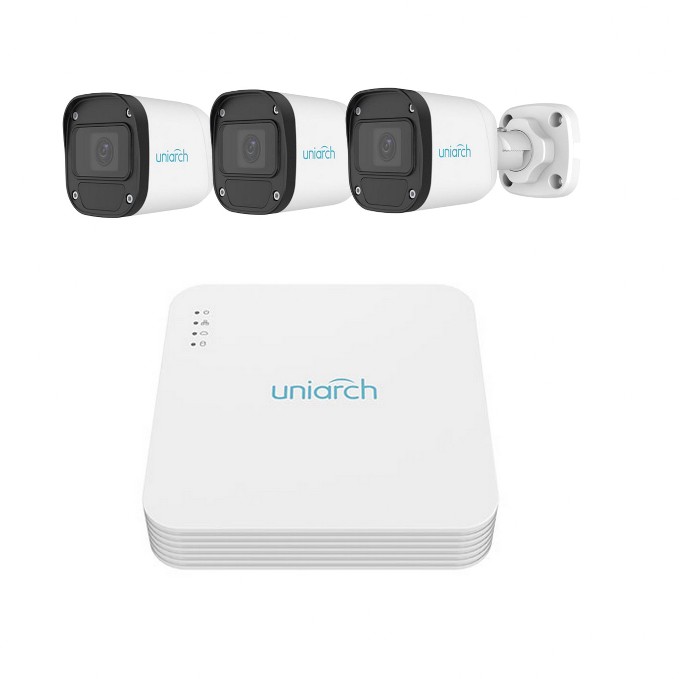 Kit Uniarch poe con microfono NVR e 3 teleamere 4 MP Poe