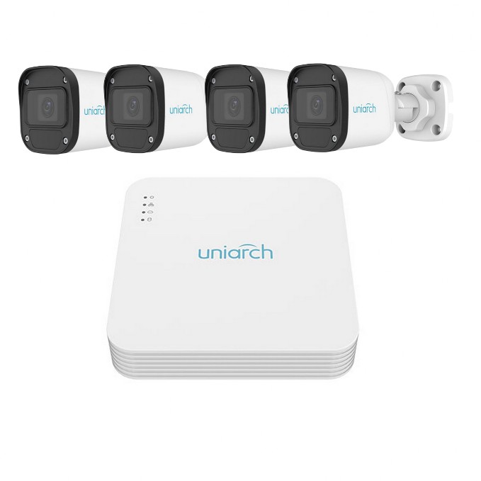 Kit Uniarch poe con microfono NVR e 3 teleamere 4 MP Poe