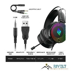 Cuffie Gaming Noua Crux Usb / Jack 3.5mm Stereo Confortevoli cuffie gaming over-ear con illuminazione RAINBOW.