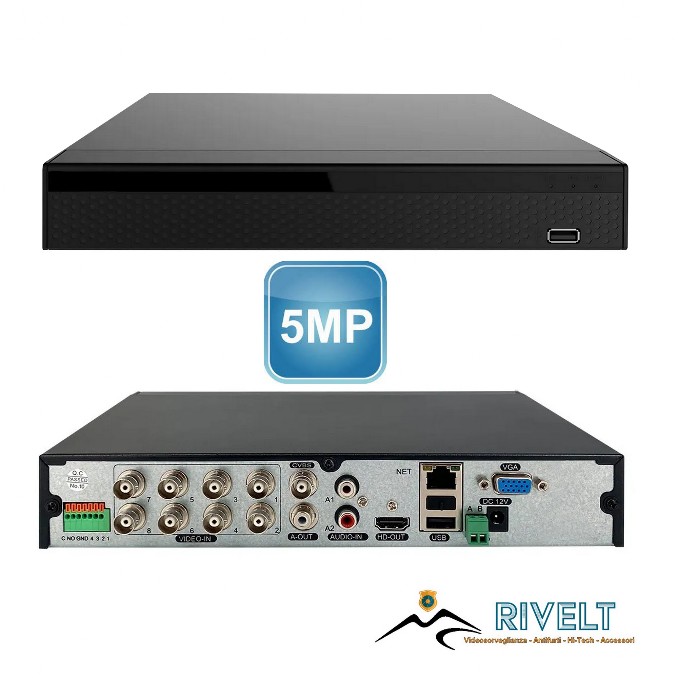 Dvr Tecno 5 MPX 16 Canali Compatibile con tutti i tipi di telecamere