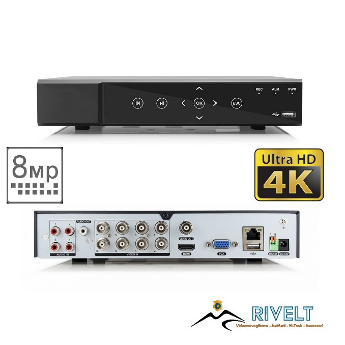 Dvr Tecno 5 MPX 16 Canali Compatibile con tutti i tipi di telecamere